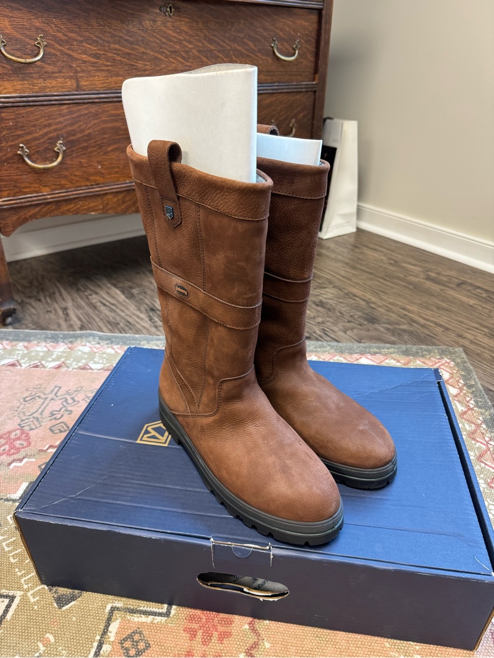 NWOT Dubarry Men's Brown Leather Pull-On Boots
